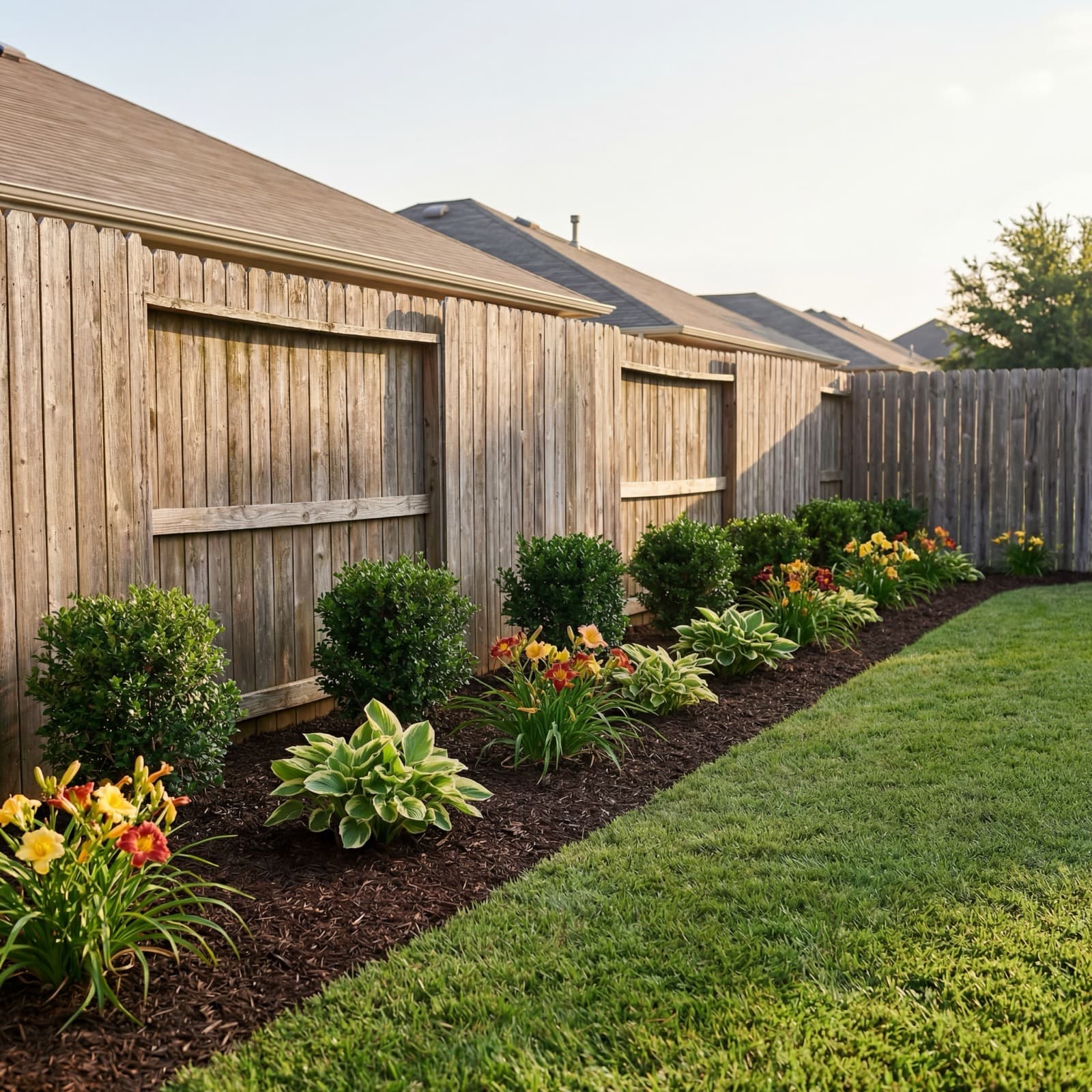 Overgrown yard with weeds before cleanup