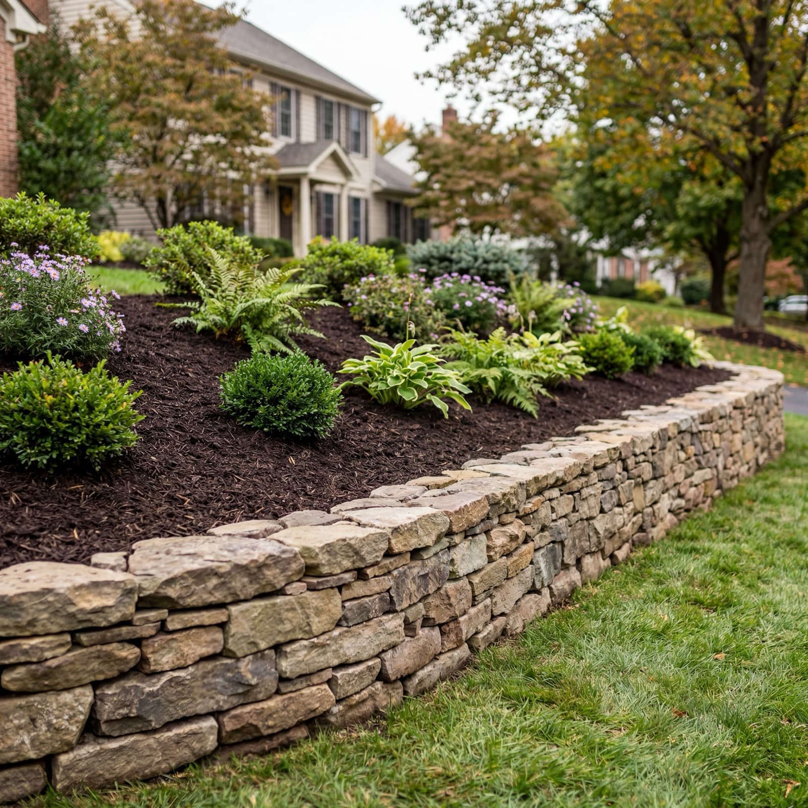 Small retaining wall installation